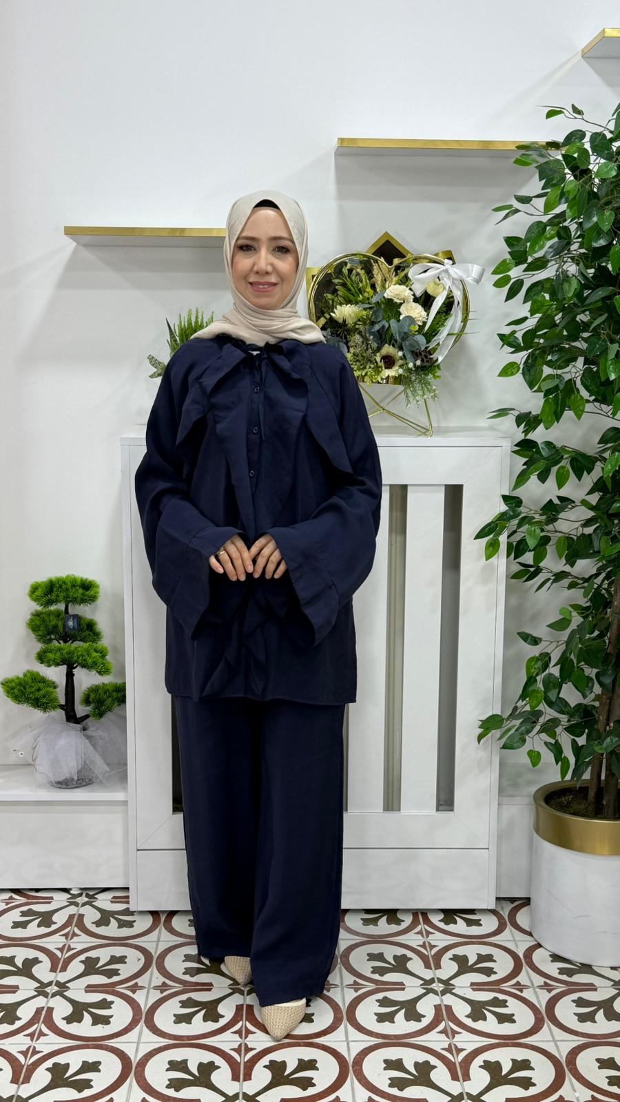 FIRFIR DETAYLI TAKIM-LACİVERT