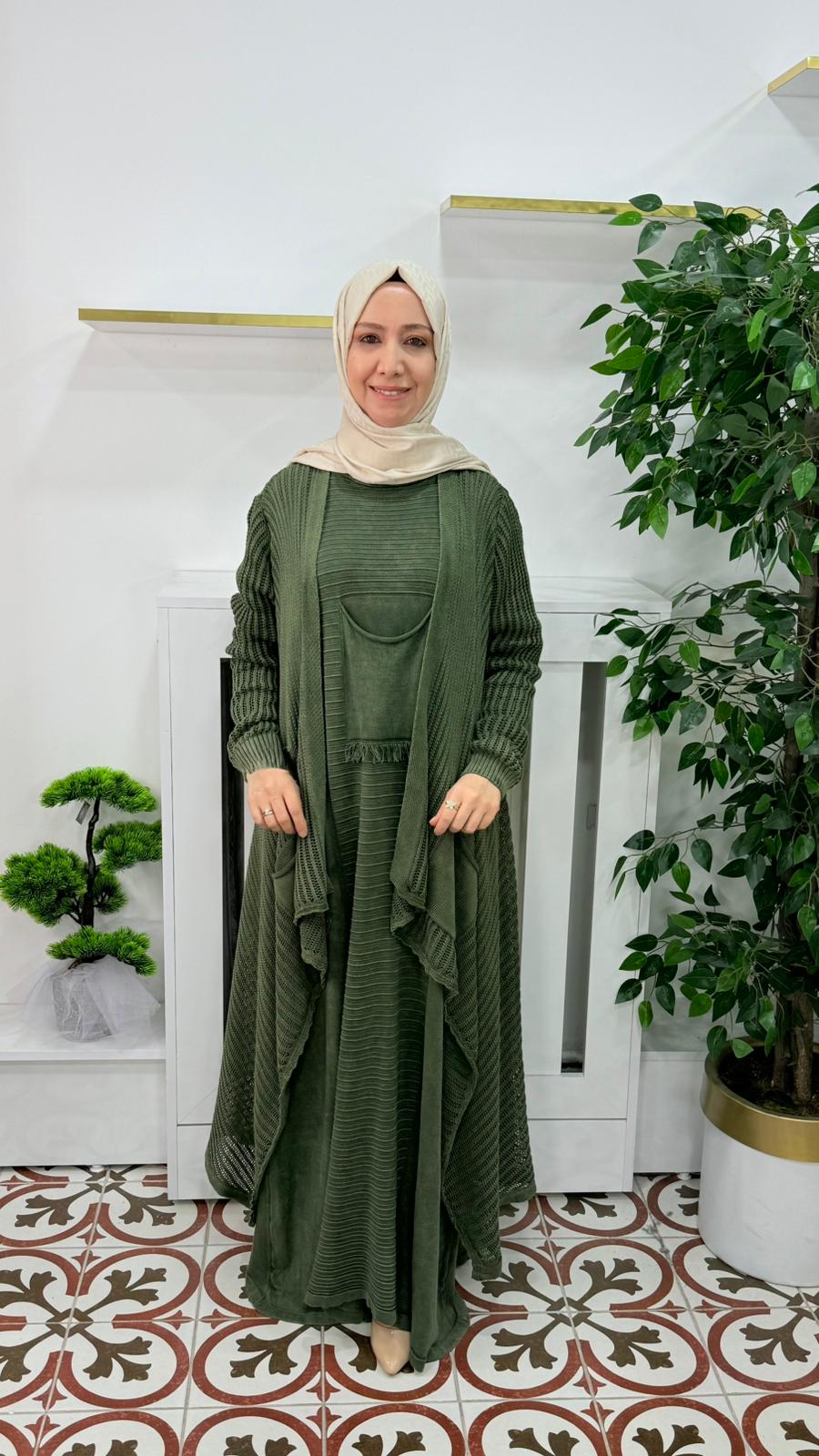 % 100 PAMUK TRİKO YELEK KAHVERENGİ- YEŞİL VE SİYAH 