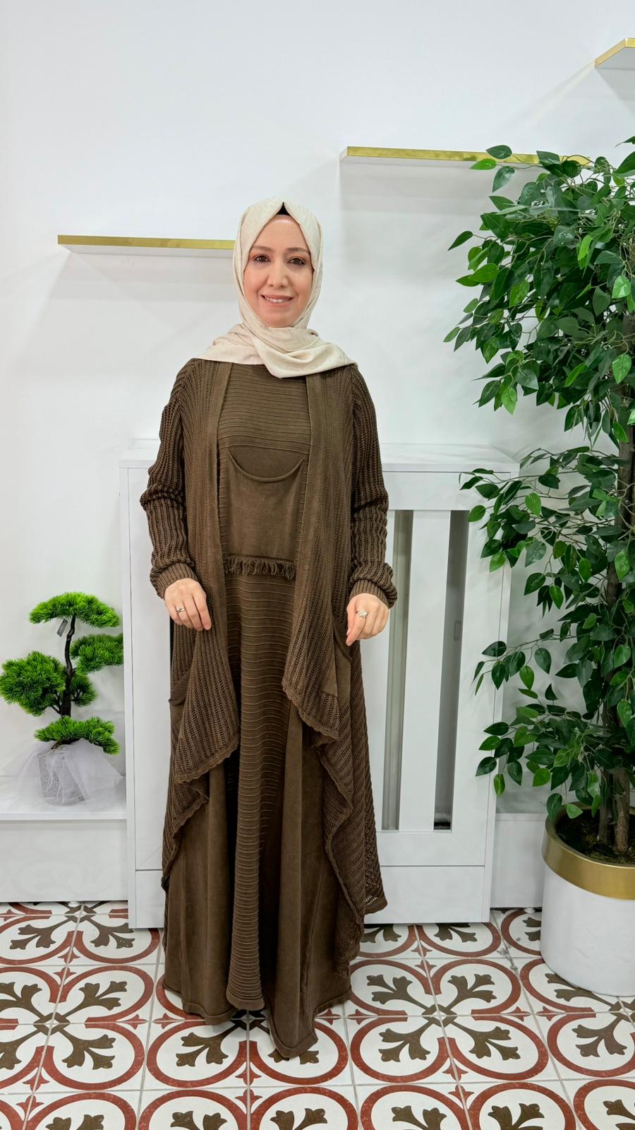 % 100 PAMUK TRİKO YELEK KAHVERENGİ- YEŞİL VE SİYAH 